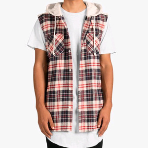DOPE Cut-Off Flannel Hoodie (Off-White)